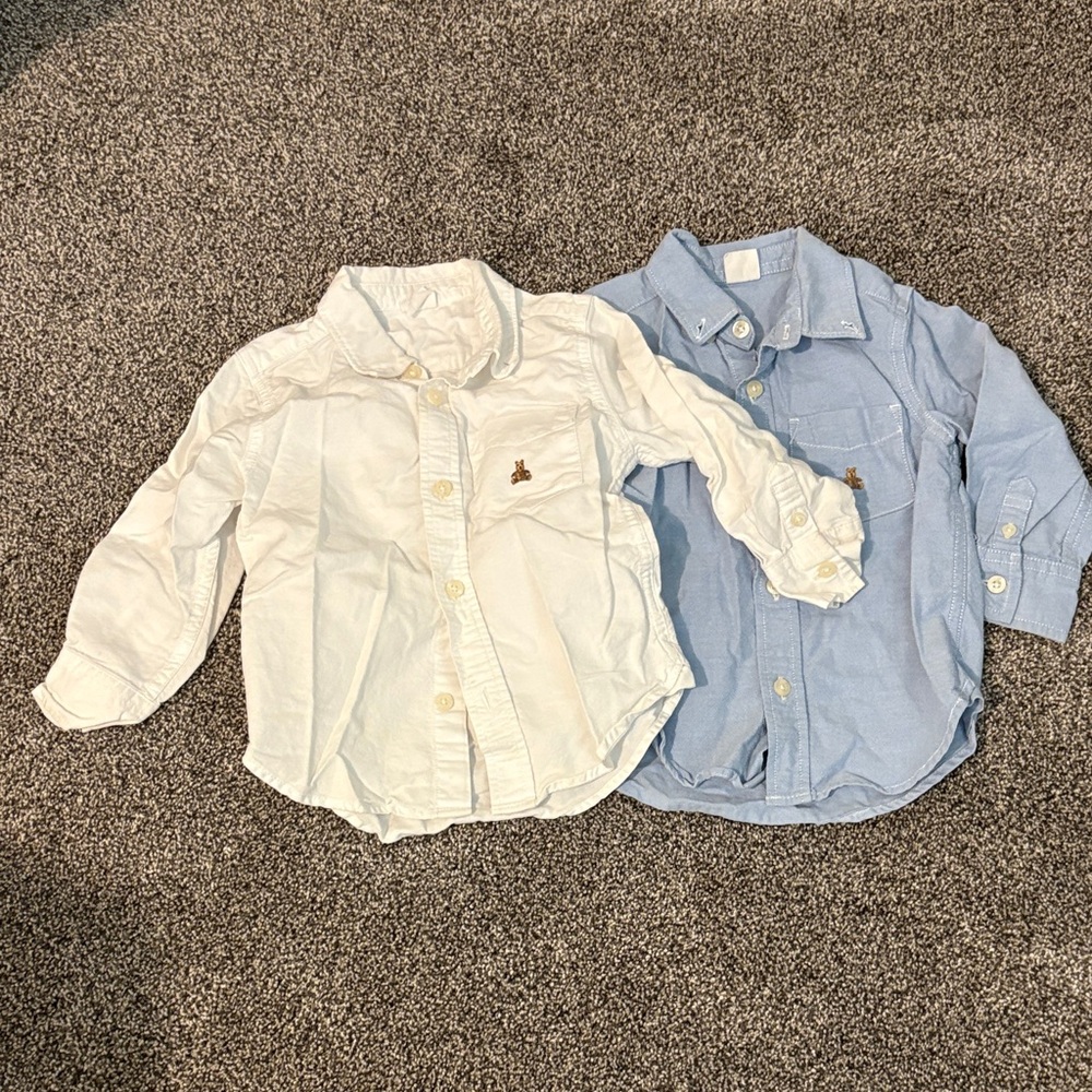 Kids Classic White and Blue Button-Up Shirts